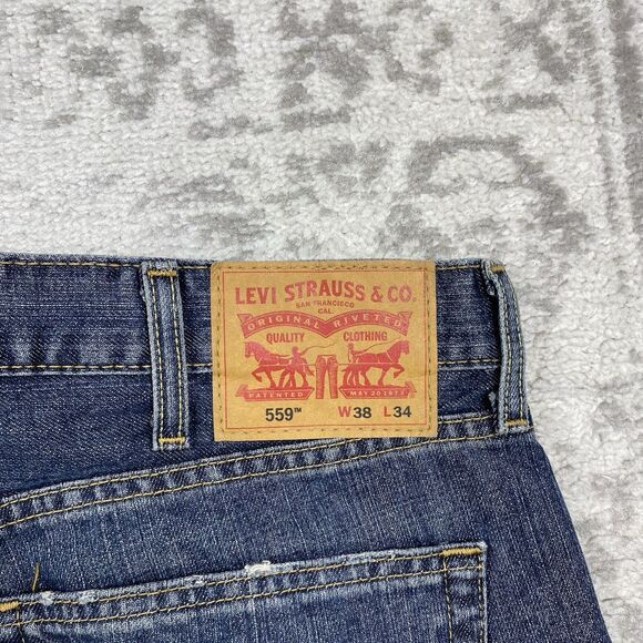 Levi's 559 Jeans Men Blue Denim Relaxed Straight Fit Medium Wash Size 38x34 - Picture 4 of 5